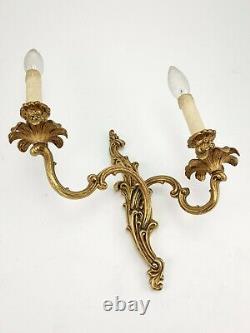 Vintage French Louis XV Brass Wall Sconce Candles