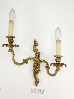 Vintage French Louis XV Brass Wall Sconce Candles