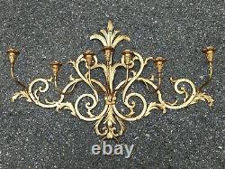 Vintage Gilt Tole Italian Large Wall Candle Sconce 42X26x7 Hollywood Regency