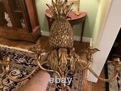 Vintage Gold Gilt Metal Pineapple Wall Sconce Italian 4 Light Candle Tole Gilded
