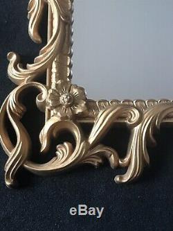 Vintage Gold Turner Ornate Wall Mirror Plastic Resin Baroque Hollywood Withsconces