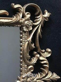 Vintage Gold Turner Ornate Wall Mirror Plastic Resin Baroque Hollywood Withsconces