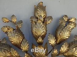 Vintage Hollywood Regency Italian Tole Metal Sconce Light Wall Sculpture Gold