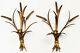 Vintage Hollywood Regency MCM Gilt Tole WHEAT Sheaves Candle Wall Sconces ITALY