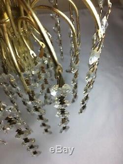Vintage Hollywood Regency Mid Century Gold Spider Crystal Wall Sconce