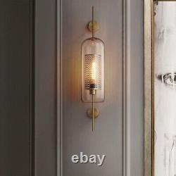Vintage Industrial Cylinder Glass Shade Wall Sconce Light Farmhouse Wall Lamp