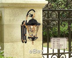 Vintage Industrial Loft Outdoor Sconce Black& Gold Finish E27 Light Wall Lamp