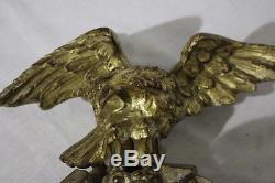 Vintage Italian Carved Wood Gold Gilt EAGLE Wall Hanging Candle Sconce 23 1/2
