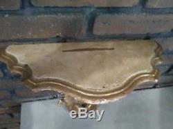 Vintage Italian Florentine Wall Sconce Bracket Shelf Gold Gilt Carved Wood Old