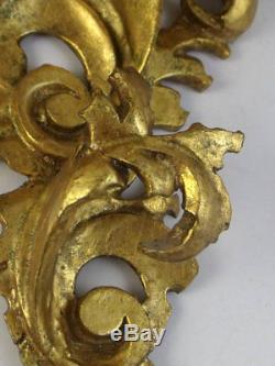 Vintage Italian Florentine Wood Gold Gilt Scrolled Leaf Wall Shelves Sconces