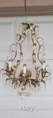 Vintage Italian French Gilt Wall Sconce Light Fixture