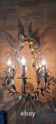 Vintage Italian French Gilt Wall Sconce Light Fixture