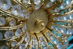 Vintage Italian Hollywood Regency Ceiling Wall Sconces Gold Gilt Glass 70's BoHo