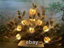 Vintage Italian Hollywood Regency Wall Sconce Light Lamp Gold Leaf Tole Metal