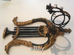 Vintage Italian Neoclassical Empire Style Gold Gilt Wood Wall Eagle Arrow Sconce