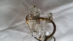 Vintage Italy Mirrored Gold Gilt Brass and Crystal Chandelier Sconce wall beaded