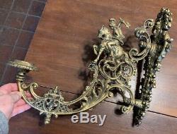 Vintage Knight on Horse Cast Iron Wall Sconce Light Large Architectural Salvage