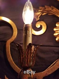 Vintage Large Mid Century Hollywood Regency Swag Lamp Wall Sconce Light Fixture