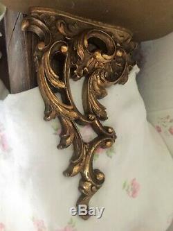 Vintage Made in Italy Wall Shelf Sconce Set Italian Gold Florentine