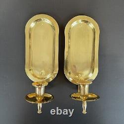 Vintage Mid Century Brass Candle Wall Sconces Set Of 2 Made In Hong Kong