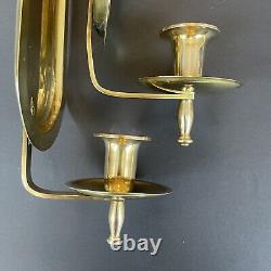 Vintage Mid Century Brass Candle Wall Sconces Set Of 2 Made In Hong Kong