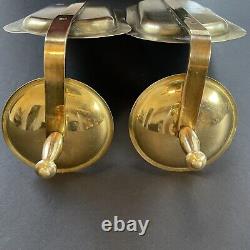 Vintage Mid Century Brass Candle Wall Sconces Set Of 2 Made In Hong Kong