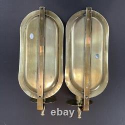 Vintage Mid Century Brass Candle Wall Sconces Set Of 2 Made In Hong Kong