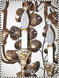 Vintage Mid Century Modern Hollywood Regency Wall Sconce Chandelier 6 Light Lamp