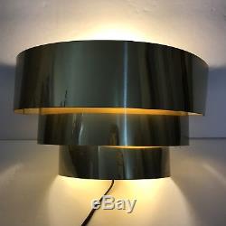 Vintage Mid Century Modern Wall Sconces Set of 2 Tiered Gold Tone Plug In