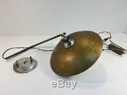 Vintage Mid Century Wall Lamp Gold UFO Flying Saucer Adjustable Height