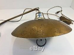 Vintage Mid Century Wall Lamp Gold UFO Flying Saucer Adjustable Height