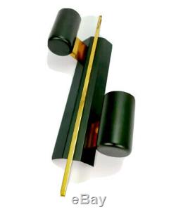 Vintage Midcentury Design Wall Sconce Green Gold