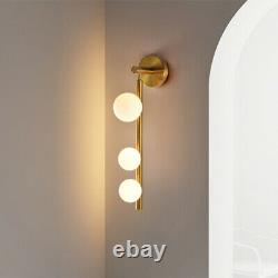 Vintage Modern Metal Vanity Lighting Art Deco Style 3 Glass Wall Sconce Lamp