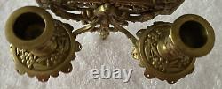 Vintage PAIR Glo-Mar ArtWorks Brass Wall Sconces with Mirror and Candle Holders