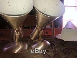 Vintage PAIR Modern Wall 2- Light Aluminum Brushed Gold Cone Sconce Eams bowtie