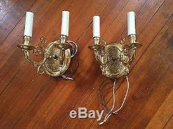 Vintage Pair Brass Dual Arm Wall Sconce Candelabra Light Quailty 60watt Type C