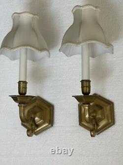 Vintage Pair Brass Georgian Style Wall Sconce Sconces Made In Spain