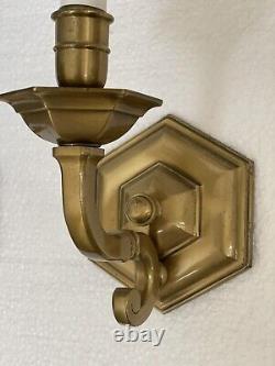 Vintage Pair Brass Georgian Style Wall Sconce Sconces Made In Spain