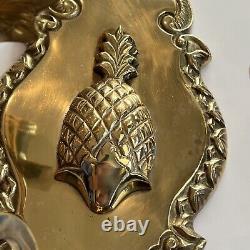 Vintage Pair Castilian Imports 15.5 BRASS Pineapple Shell Candle Wall Sconces