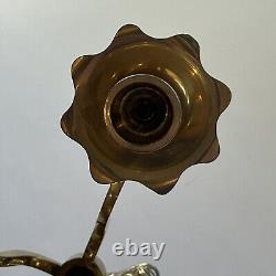 Vintage Pair Castilian Imports 15.5 BRASS Pineapple Shell Candle Wall Sconces