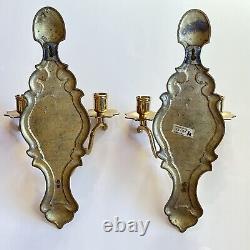 Vintage Pair Castilian Imports 15.5 BRASS Pineapple Shell Candle Wall Sconces