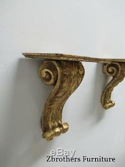 Vintage Pair Florentia Italian Regency Gold Gilt Hanging Wall shelf Sconces