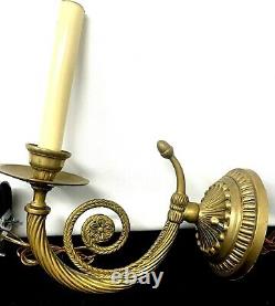 Vintage Pair French Bronze Wall Sconces Neoclassical