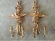 Vintage Pair Giltwood Perched Eagle French Figural Wall Sconces Lamps Candle 29