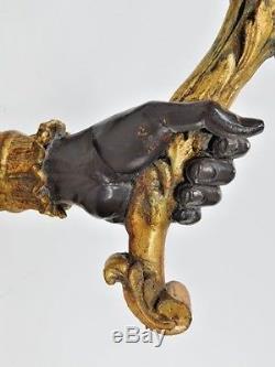 Vintage Pair Hand Sconces Candle Holder Gild Gold Leaf Sculpture Wall Hanging 45