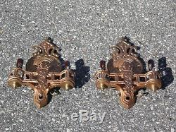 Vintage Pair Hollywood Regency French Art Deco Metal Wall Sconces Lincoln Mfg Co