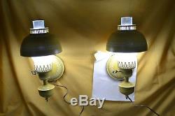 Vintage Pair Metal Mustard Yellow Gold Wall Sconce Lamp Lights Mid Century LED