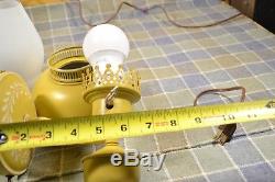Vintage Pair Metal Mustard Yellow Gold Wall Sconce Lamp Lights Mid Century LED