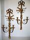 Vintage Pair Of Italian Neoclassical Gilt Wood & Metal Wall Sconces Bow & Eagle