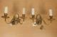 Vintage Pair of Double Light Wall Sconces Rams Head Cast Brass Candle Antique